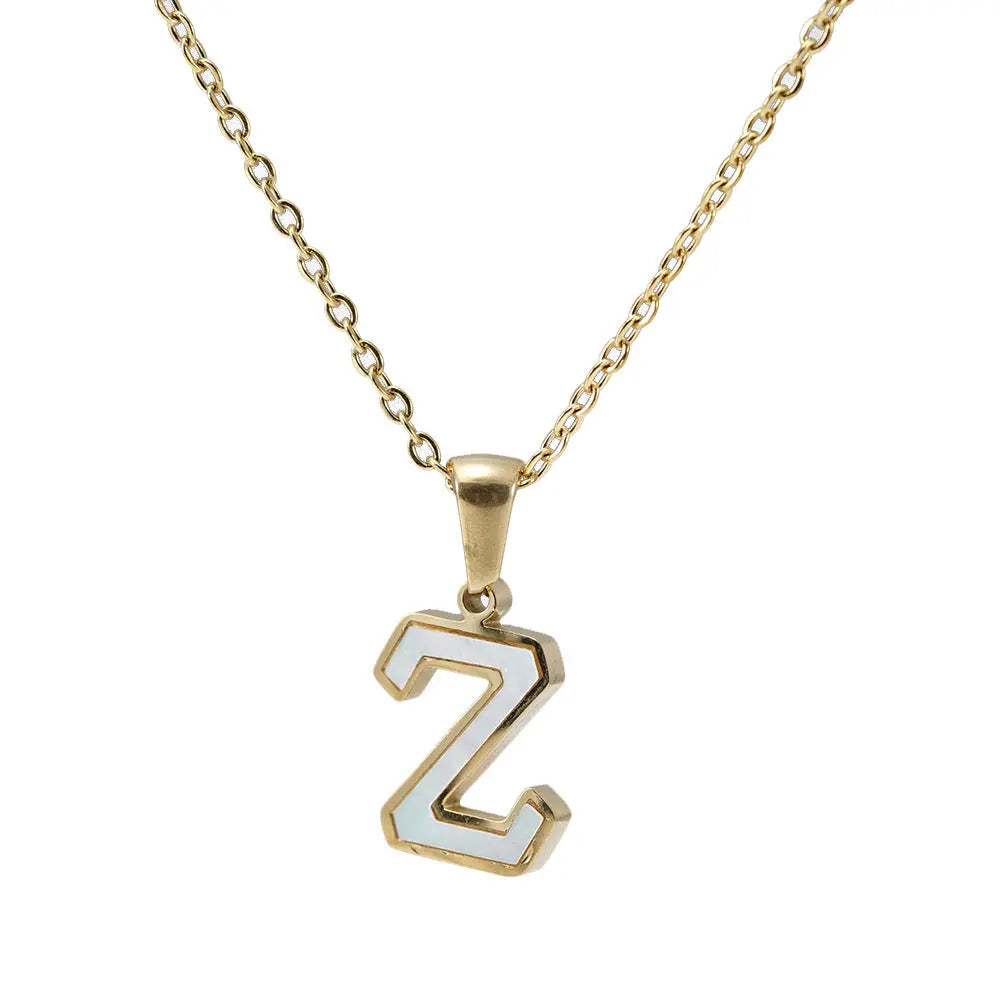 Lovcia Letter Pendant 18K Gold Plated Stainless Steel Necklace Fashion Jewellery for Women-Necklaces-Gold Z With Chain-Gold Z With Chain