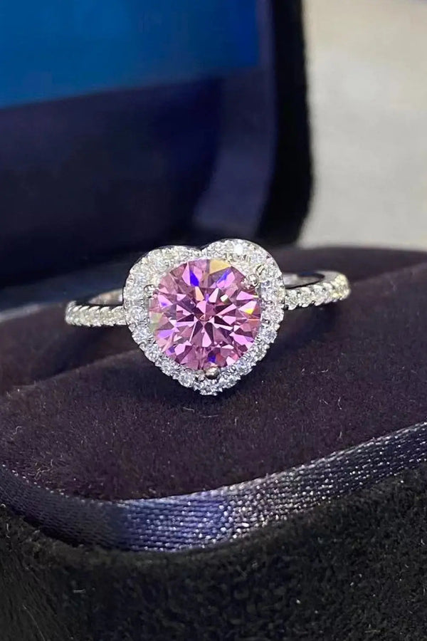 Lovcia Lifelong Journey 1 Carat Moissanite Heart Ring-Rings-Pink Heart-4.5-Pink Heart