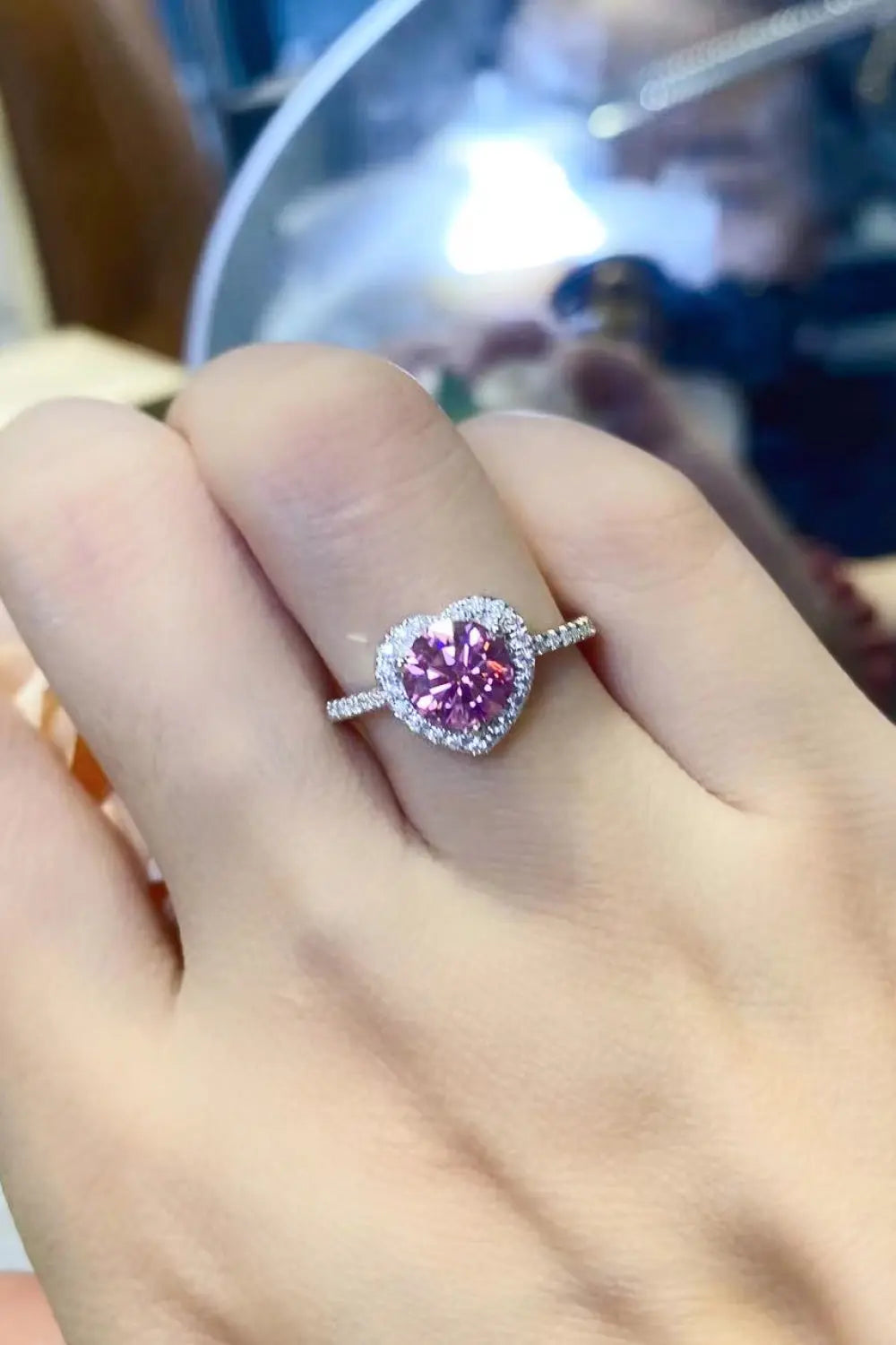 Lovcia Lifelong Journey 1 Carat Moissanite Heart Ring-Rings-Pink Heart-4.5-Pink Heart