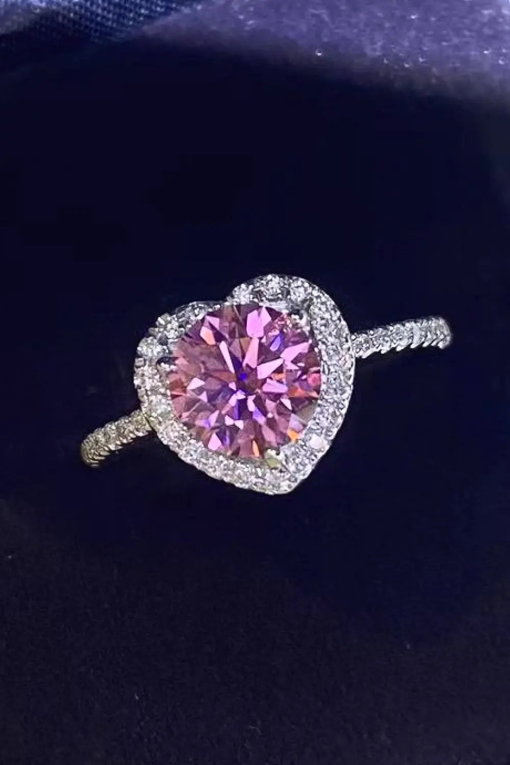 Lovcia Lifelong Journey 1 Carat Moissanite Heart Ring-Rings-Pink Heart-4.5-Pink Heart