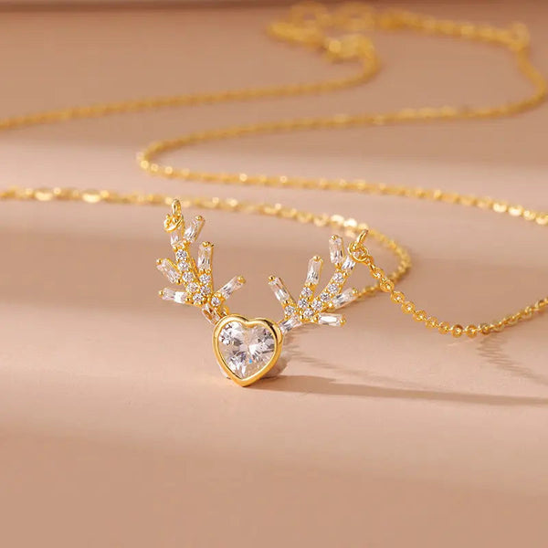 Lovcia Little Dear Zircon Pendant Necklace for Women - Fashionable All-Match Clavicle Chain-Necklaces-Tiktok Same Style Little Dear-Tiktok Same Style Little Dear