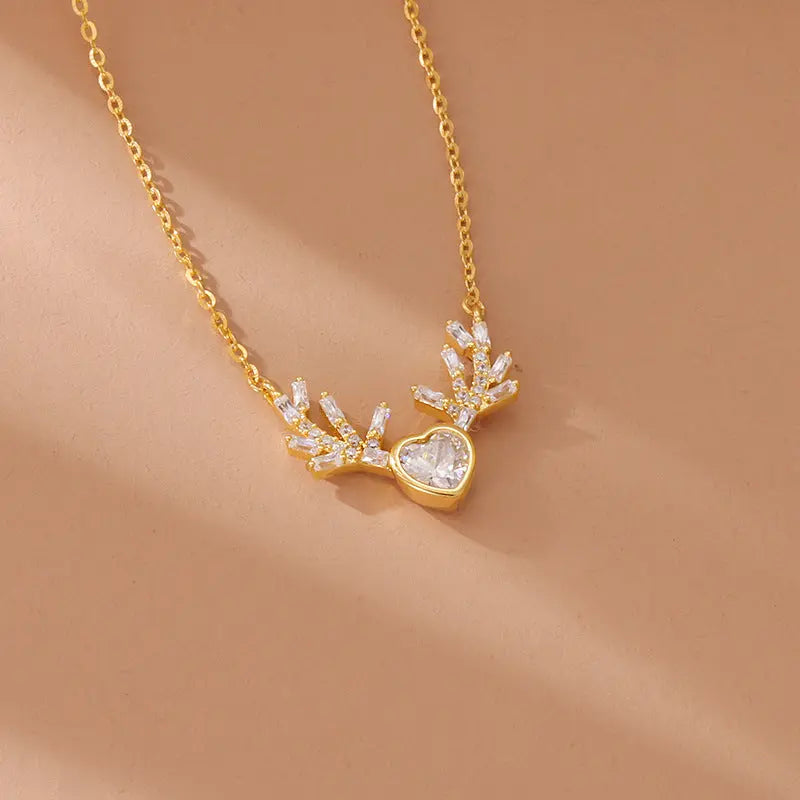Lovcia Little Dear Zircon Pendant Necklace for Women - Fashionable All-Match Clavicle Chain-Necklaces-Tiktok Same Style Little Dear-Tiktok Same Style Little Dear