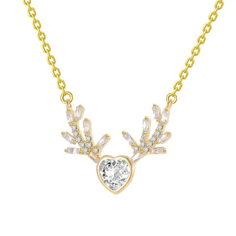 Lovcia Little Dear Zircon Pendant Necklace for Women - Fashionable All-Match Clavicle Chain-Necklaces-Tiktok Same Style Little Dear-Tiktok Same Style Little Dear