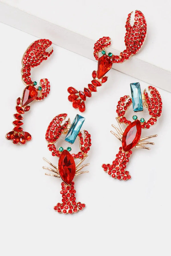 Lovcia Lobster Shape Glass Stone Dangle Earrings-Earrings-Style A-One Size-Style A