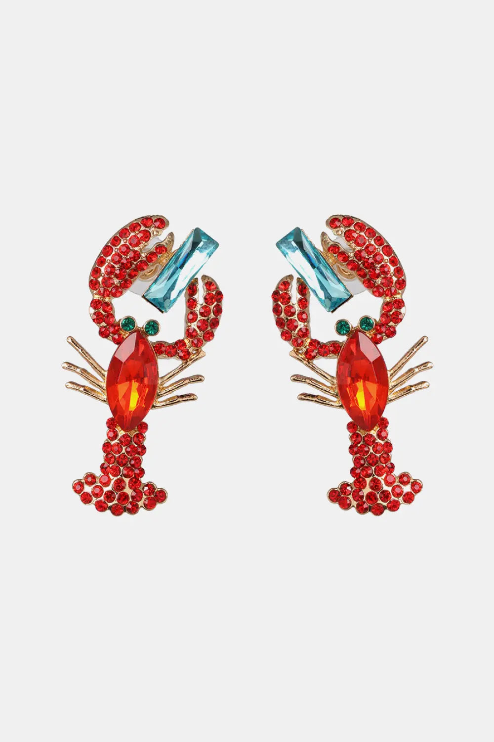 Lovcia Lobster Shape Glass Stone Dangle Earrings-Earrings-Style A-One Size-Style A