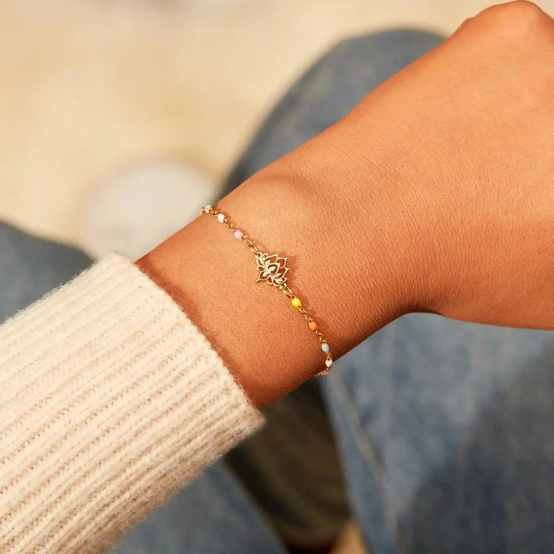 Lovcia Lotus Shape 18K Gold-Plated Bead Bracelet-Bracelets-Gold-One Size-Gold