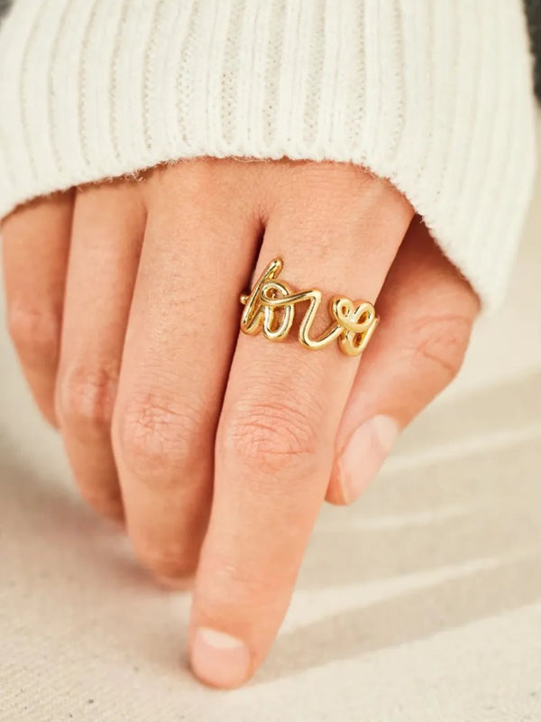Lovcia Lovable 18K Gold-Plated 925 Sterling Silver Love Ring for Women - Gold-6- - Buy latest trendy Rings for Women and Girls