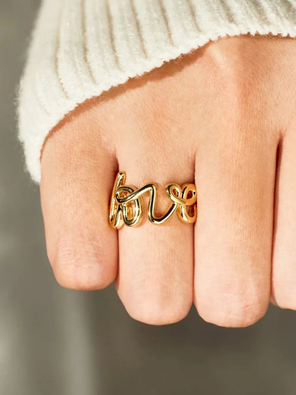 Lovcia Lovable 18K Gold-Plated 925 Sterling Silver Love Ring for Women - Gold-6- - Buy latest trendy Rings for Women and Girls