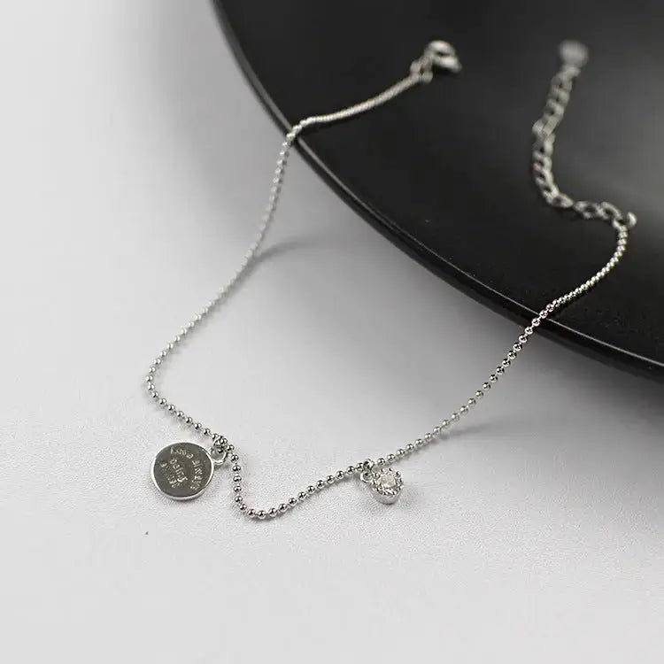 Lovcia Love Always Being At Last 925 Sterling Silver Bead White CZ Foot Anklet-Anklets-