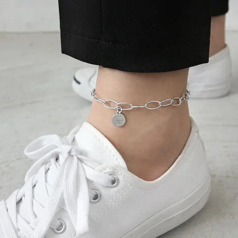 Lovcia Love always being at last Letters Chain 925 Sterling Silver Anklet-Anklets-Yellow Gold-Yellow Gold
