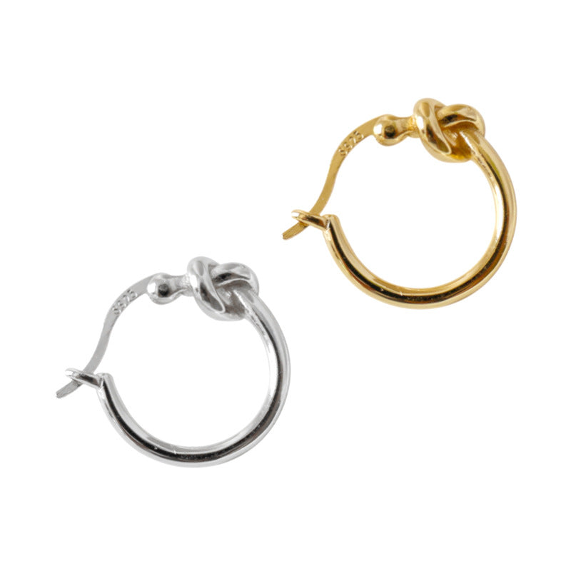 Lovcia Love Knot Circle 925 Sterling Silver Hoop Earrings for Women with 18K Gold/Rhodium Plating-Earrings-Yellow Gold-Yellow Gold