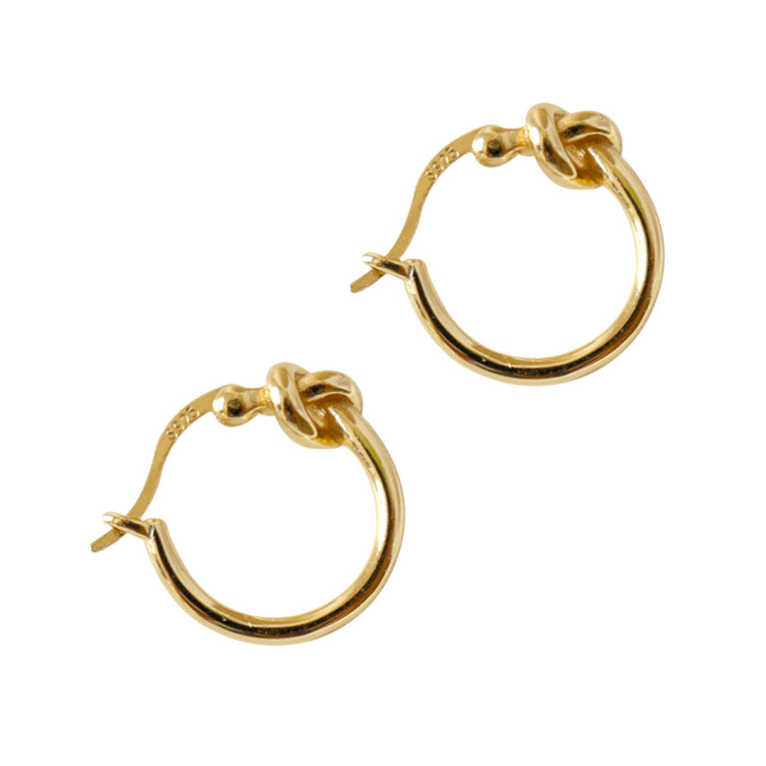 Lovcia Love Knot Circle 925 Sterling Silver Hoop Earrings for Women with 18K Gold/Rhodium Plating-Earrings-Yellow Gold-Yellow Gold