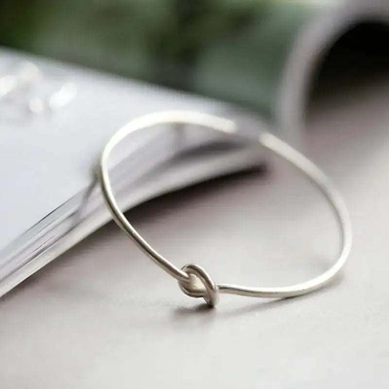 Lovcia Love Single Knot Open Size 925 Sterling Silver Cuff Bracelet Bangle-Bracelets-