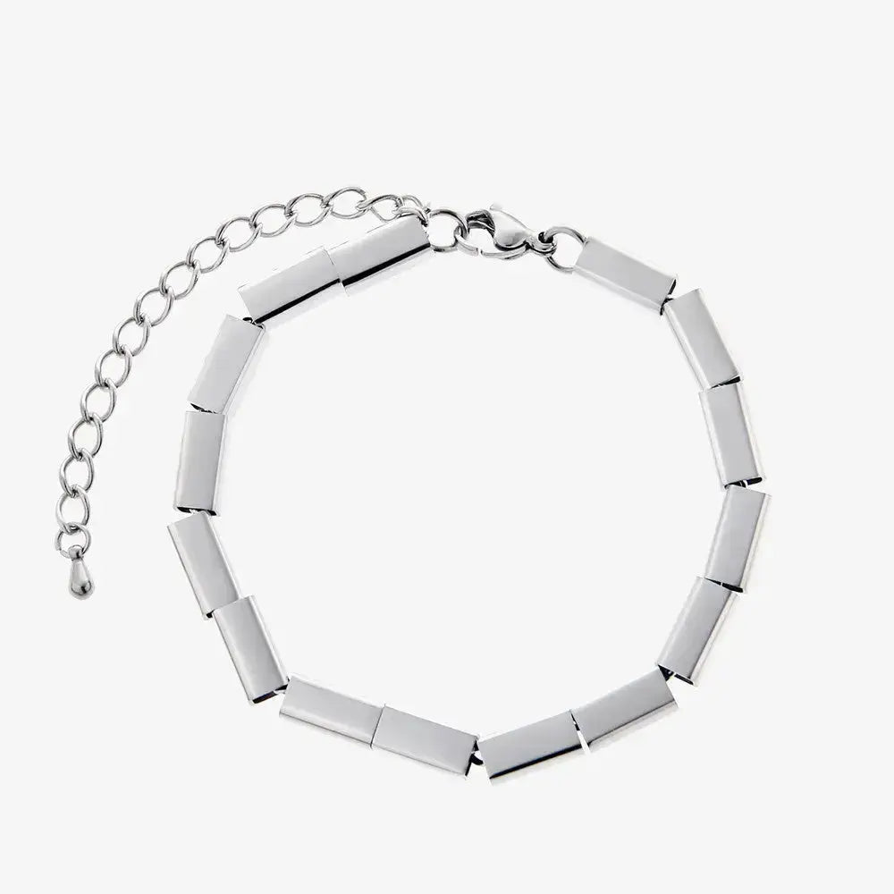 Lovcia Luminary Square Pearl Bracelets for Men and Women - Unisex Contemporary Stacked Bracelets Design-Bracelets-Metal square bracelet-Metal square bracelet