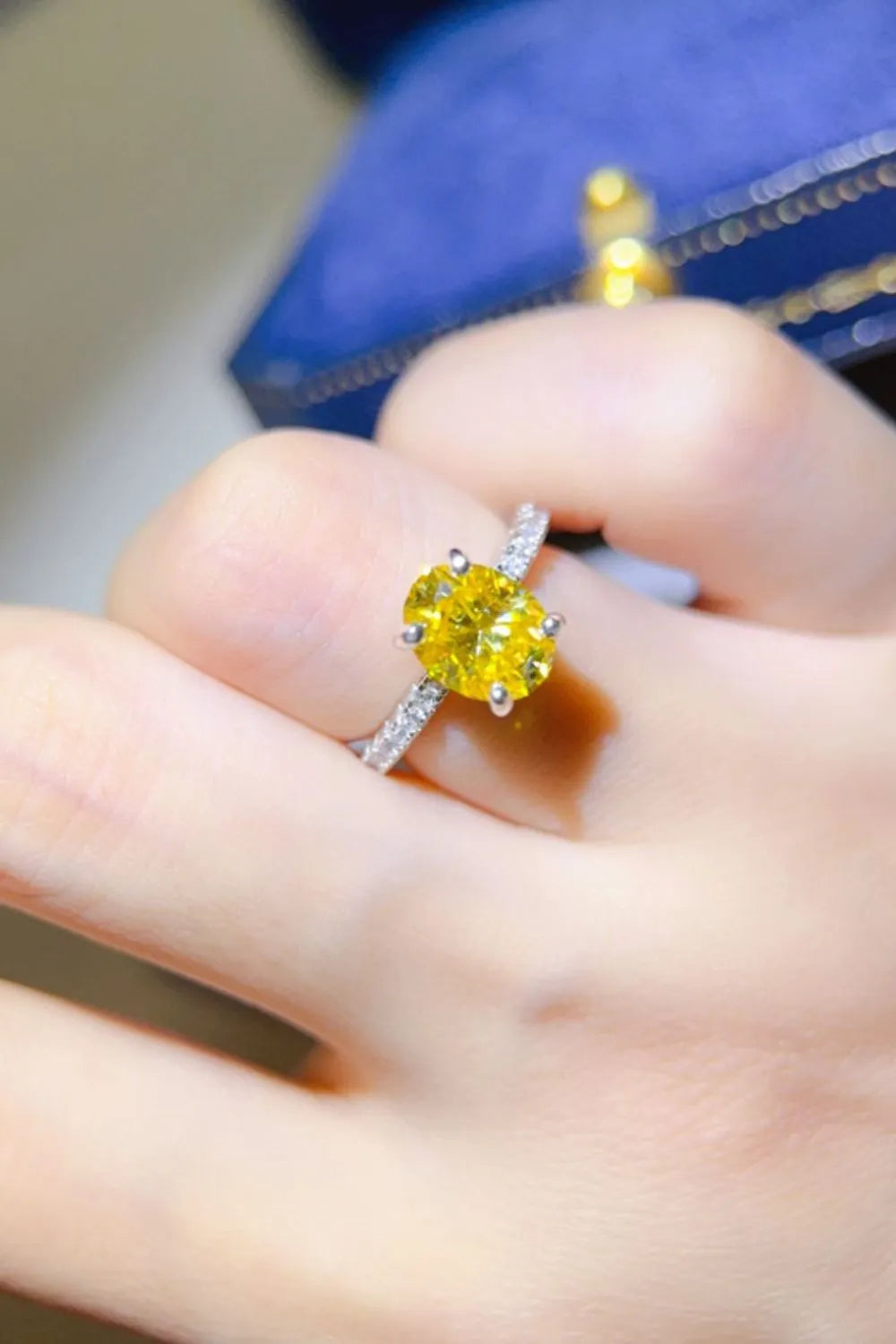 Lovcia Luminous 2 Carat Moissanite 925 Sterling Silver Ring for Women - Yellow-5- - Buy latest trendy Rings for Women and Girls