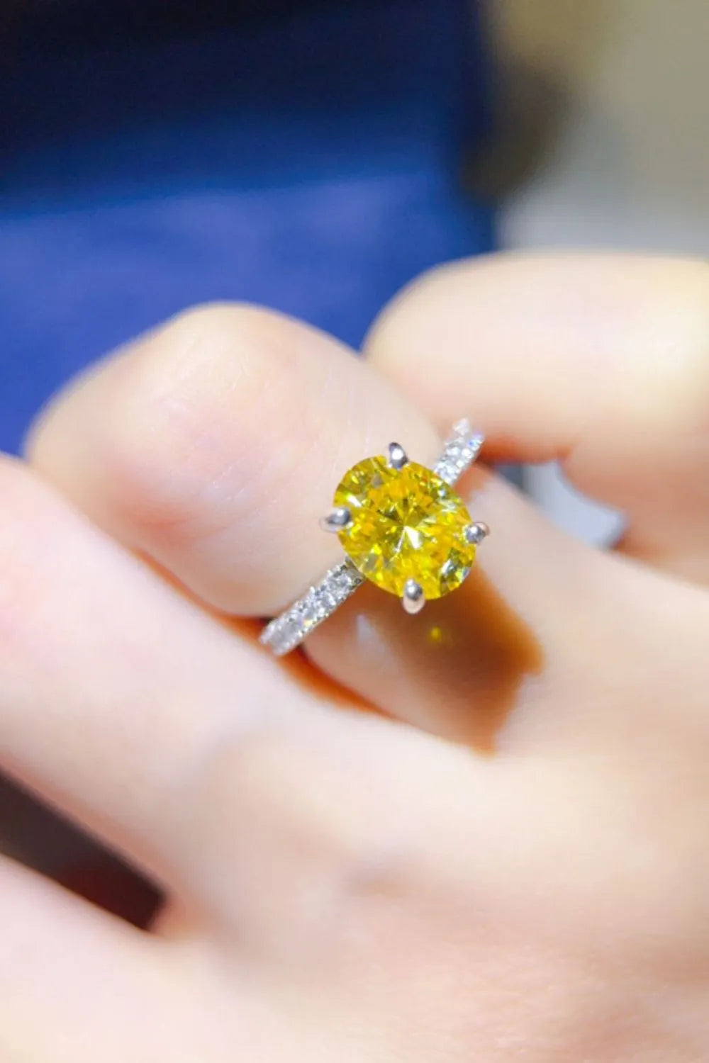 Lovcia Luminous 2 Carat Moissanite 925 Sterling Silver Ring for Women - Yellow-5- - Buy latest trendy Rings for Women and Girls