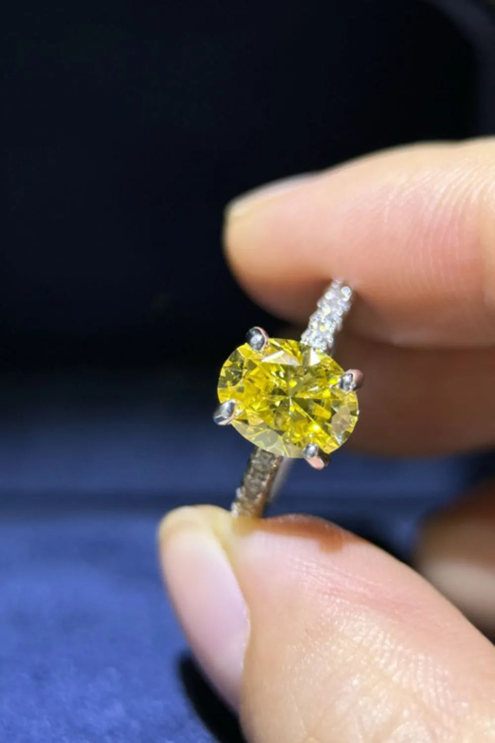 Lovcia Luminous 2 Carat Moissanite 925 Sterling Silver Ring for Women - Yellow-5- - Buy latest trendy Rings for Women and Girls
