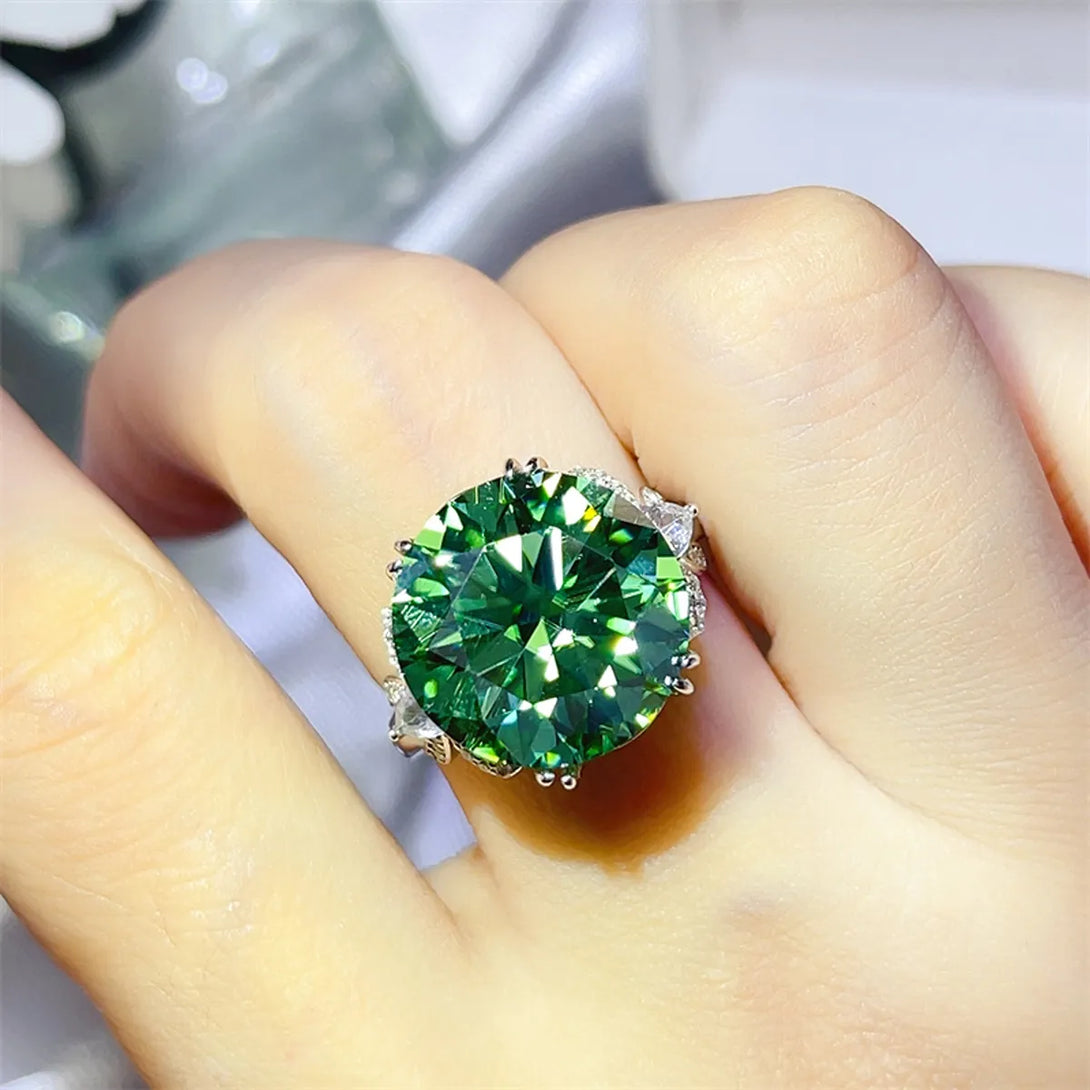 Lovcia Luminous Green 10 Carat Moissanite 925 Sterling Silver Ring for Women - Green-5- - Buy latest trendy Rings for Women and Girls