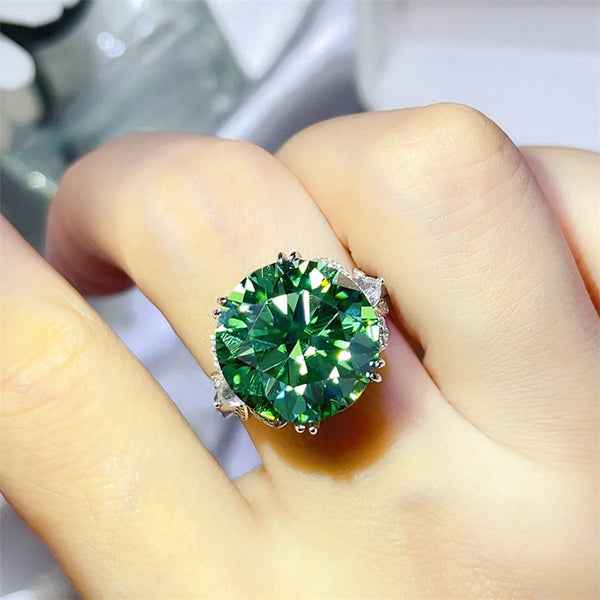 Lovcia Luminous Green 10 Carat Moissanite 925 Sterling Silver Ring for Women - Green-5- - Buy latest trendy Rings for Women and Girls