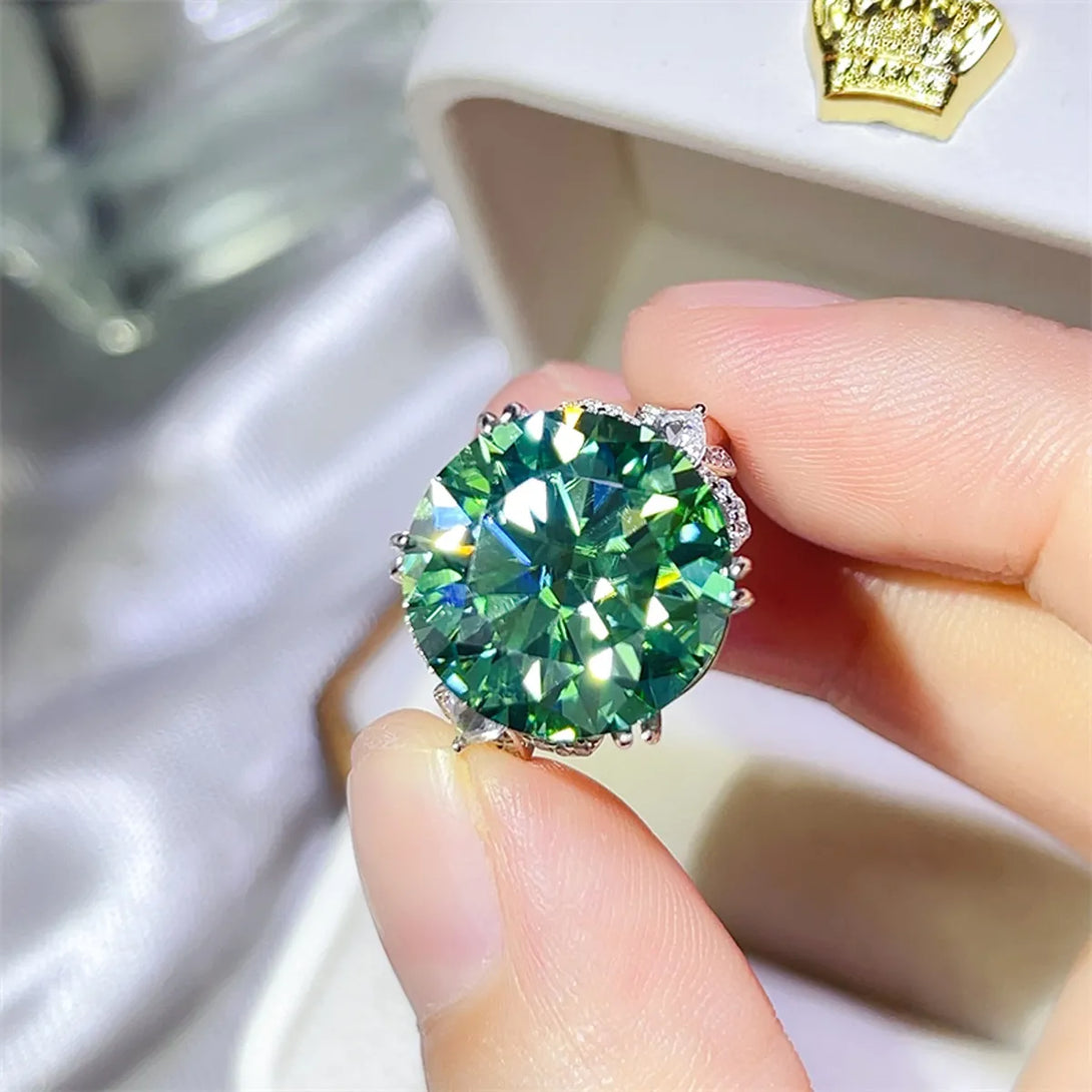 Lovcia Luminous Green 10 Carat Moissanite 925 Sterling Silver Ring for Women - Green-5- - Buy latest trendy Rings for Women and Girls