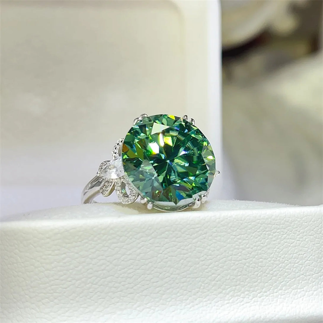 Lovcia Luminous Green 10 Carat Moissanite 925 Sterling Silver Ring for Women - Green-5- - Buy latest trendy Rings for Women and Girls