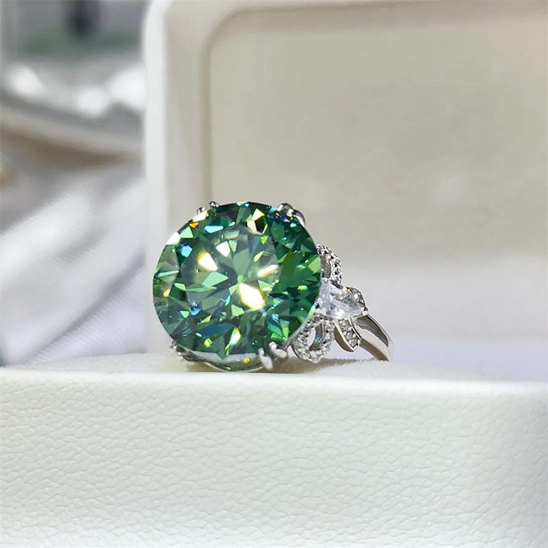Lovcia Luminous Green 10 Carat Moissanite 925 Sterling Silver Ring for Women - Green-5- - Buy latest trendy Rings for Women and Girls