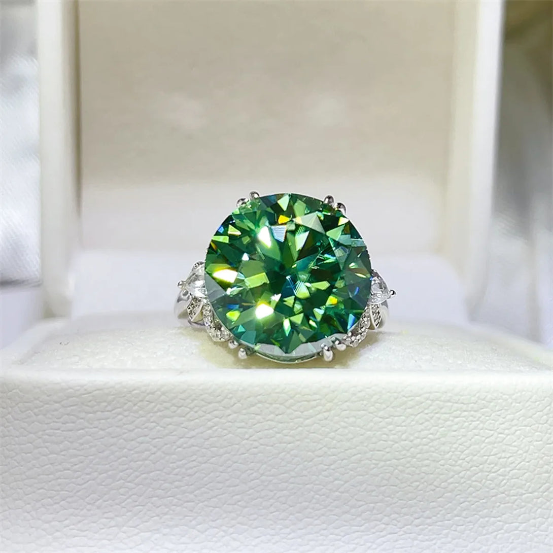 Lovcia Luminous Green 10 Carat Moissanite 925 Sterling Silver Ring for Women - Green-5- - Buy latest trendy Rings for Women and Girls