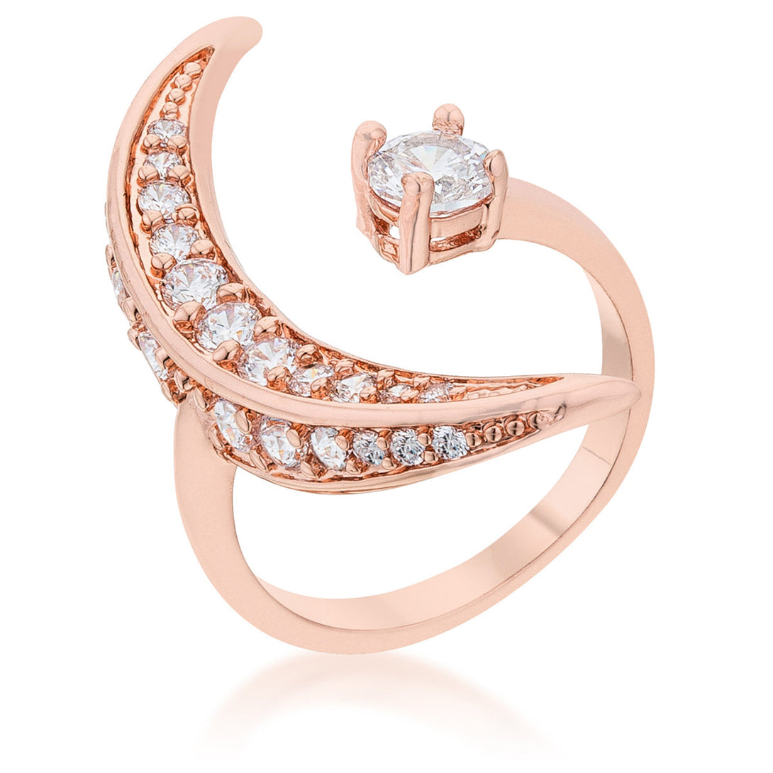 Lovcia Luna Moon CZ Rose Gold Wrap Ring-Rings-5-5