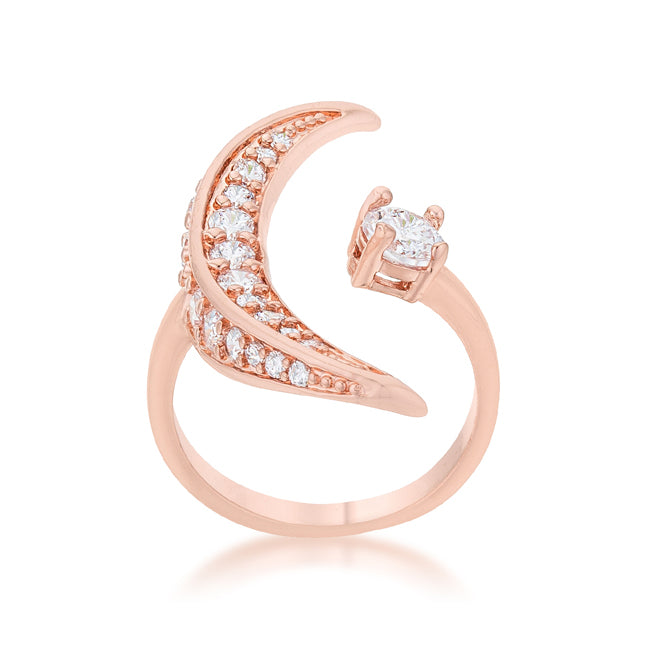 Lovcia Luna Moon CZ Rose Gold Wrap Ring-Rings-5-5