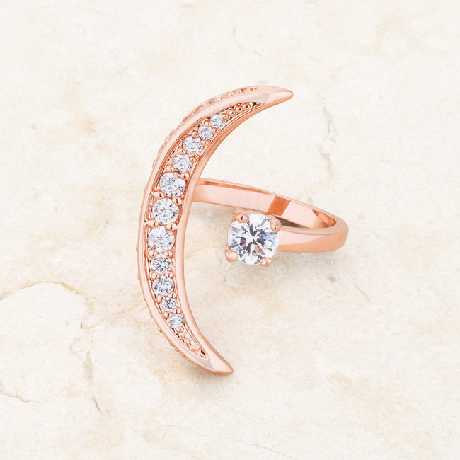 Lovcia Luna Moon CZ Rose Gold Wrap Ring-Rings-5-5