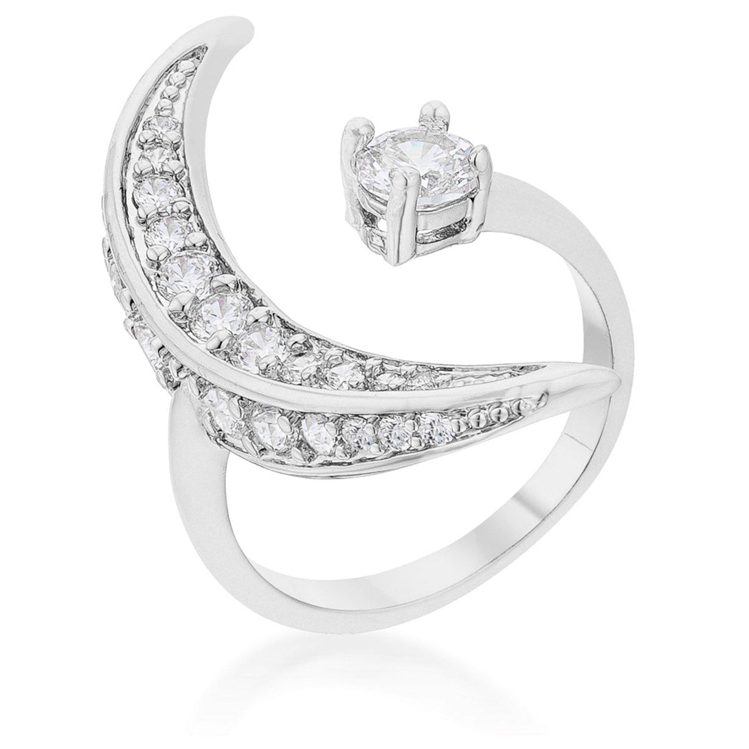 Lovcia Luna Moon Design .75ct CZ White Gold Rhodium-Plated Wrap Ring-Rings-5-5