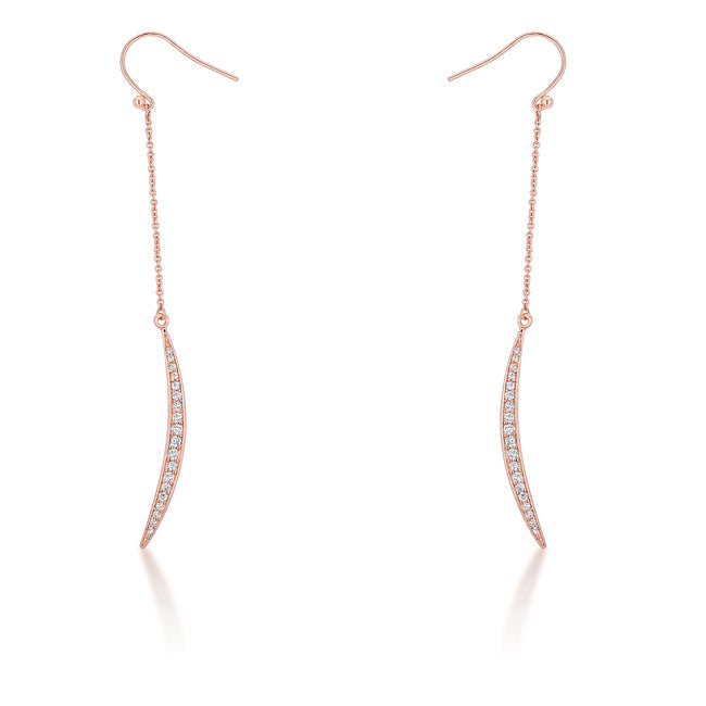 Lovcia Luna Rose Gold Moon Drop Earrings with 0.5ct CZ-Earrings-
