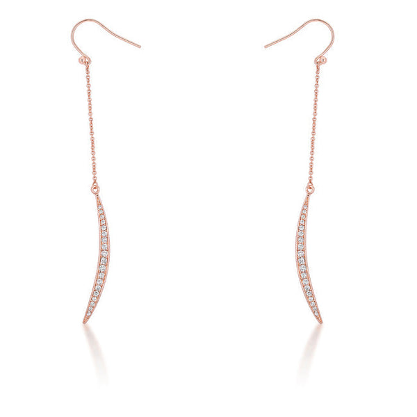 Lovcia Luna Rose Gold Moon Drop Earrings with 0.5ct CZ-Earrings-