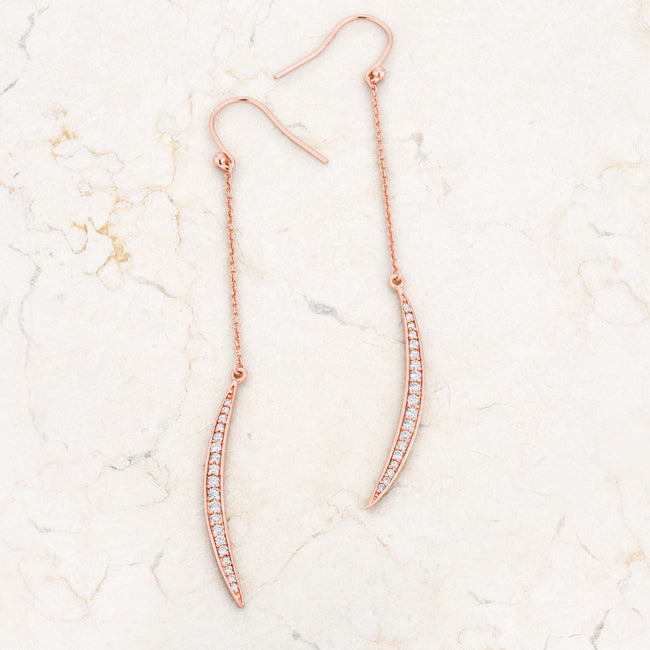 Lovcia Luna Rose Gold Moon Drop Earrings with 0.5ct CZ-Earrings-