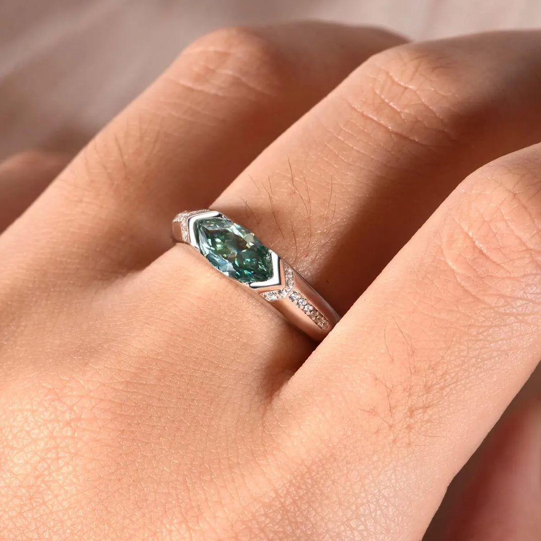Lovcia Lustre Leaf 1 Carat Moissanite 925 Sterling Silver Ring for Women - Silver-7- - Buy latest trendy Rings for Women and Girls