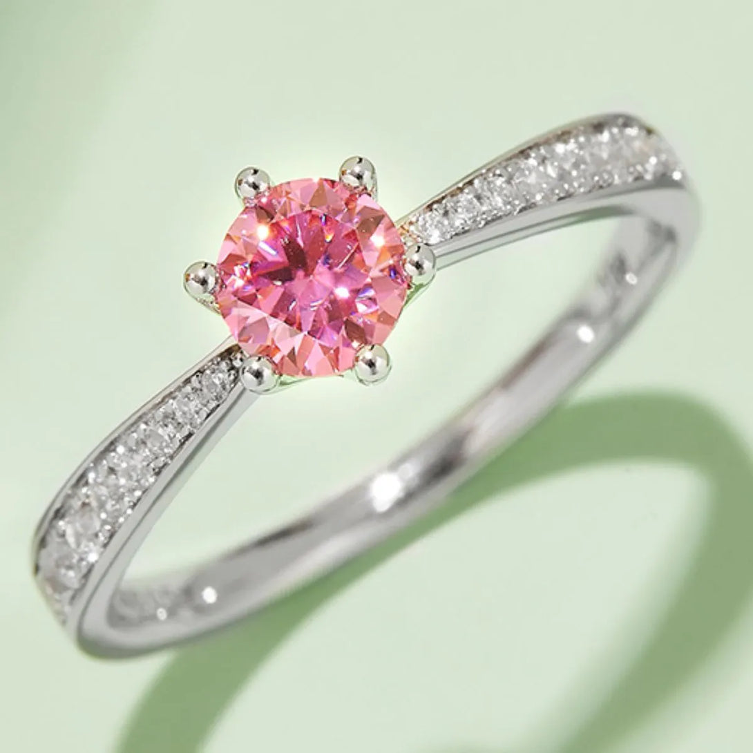 Lovcia Lustre Vow Moissanite 925 Sterling Silver Ring for Women - Blush Pink-5- - Buy latest trendy Rings for Women and Girls