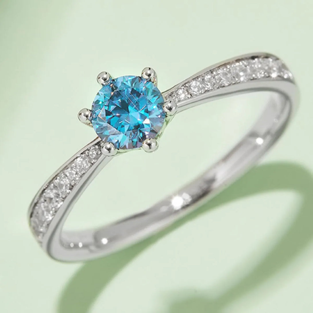 Lovcia Lustre Vow Moissanite 925 Sterling Silver Ring for Women - Light Blue-5- - Buy latest trendy Rings for Women and Girls
