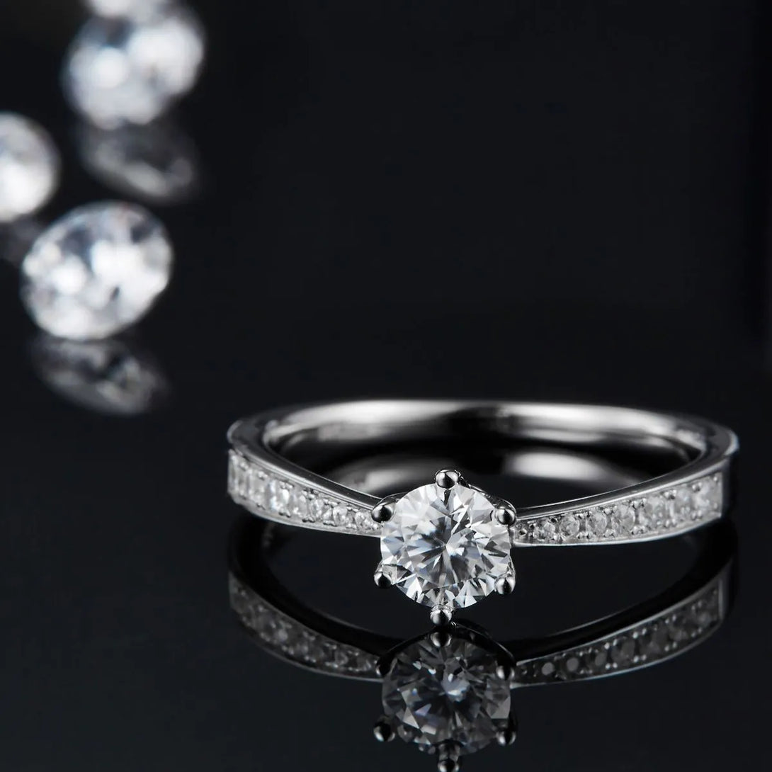 Lovcia Lustre Vow Moissanite 925 Sterling Silver Ring for Women - White-5- - Buy latest trendy Rings for Women and Girls