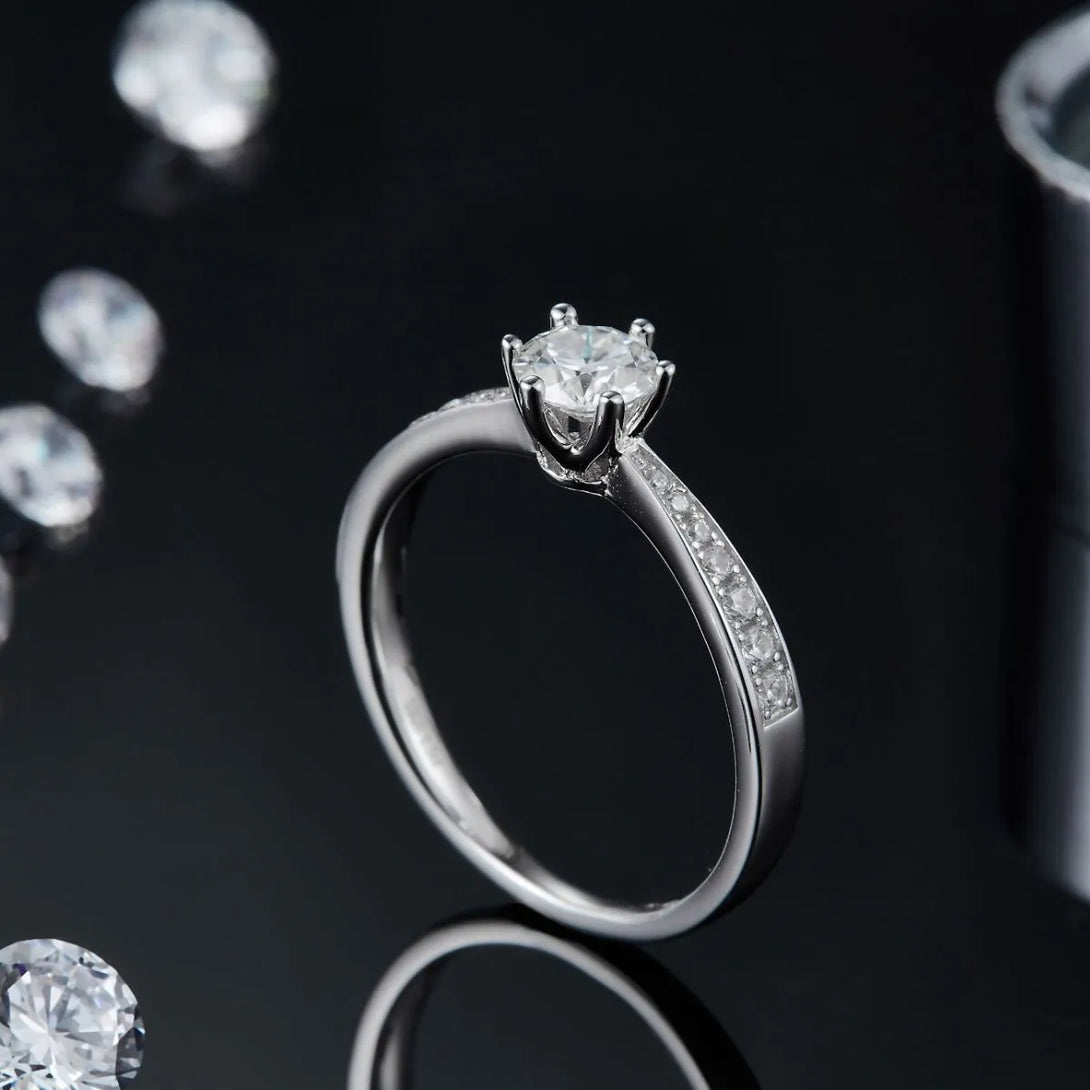 Lovcia Lustre Vow Moissanite 925 Sterling Silver Ring for Women - White-5- - Buy latest trendy Rings for Women and Girls