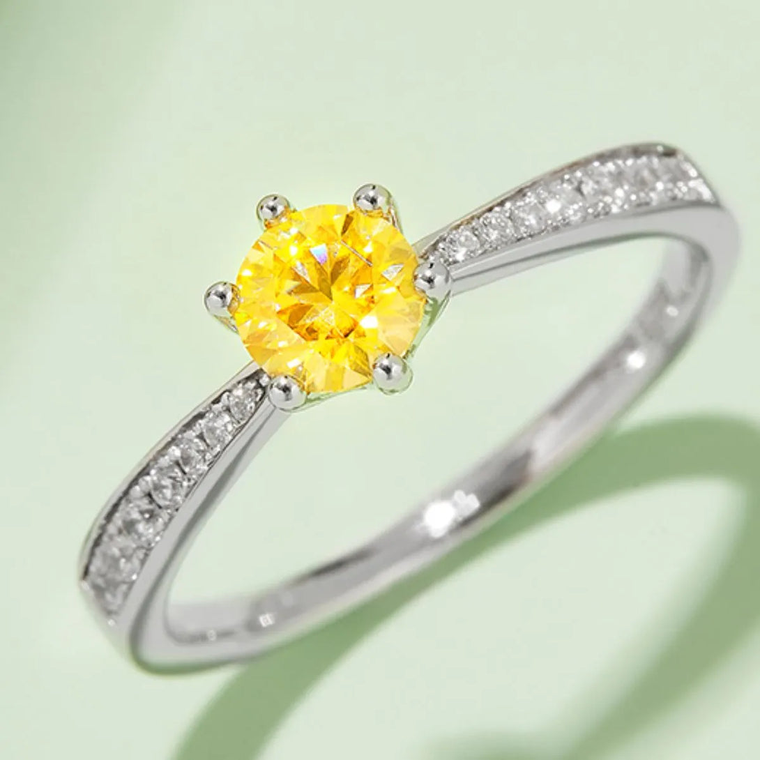 Lovcia Lustre Vow Moissanite 925 Sterling Silver Ring for Women - Yellow-5- - Buy latest trendy Rings for Women and Girls