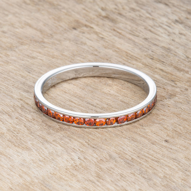 LOVCIA Luxe 0.5ct Dark Champagne CZ Stainless Steel Channel-Set Eternity Ring