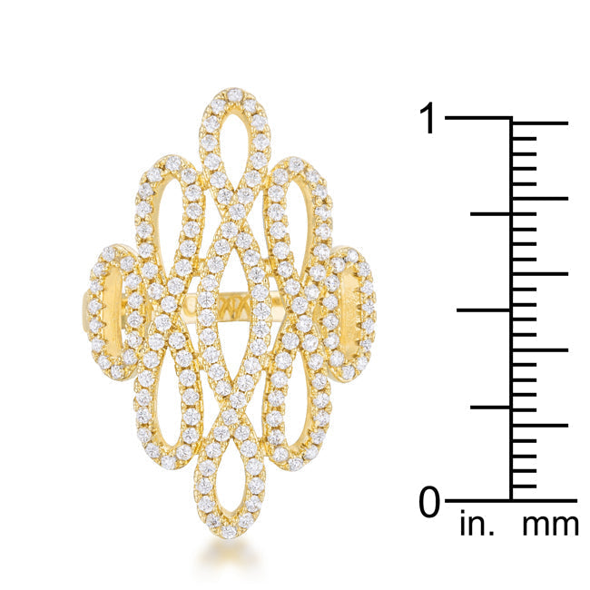 Lovcia Luxe Essence Contemporary 14k Gold Cocktail Ring with 0.94ct CZ-Rings-5-5