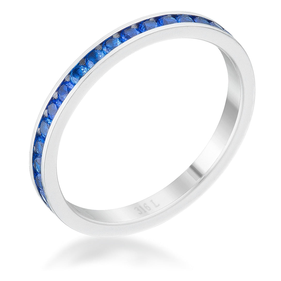 LOVCIA Luxe Essence Delicate 0.5ct Sapphire CZ Channel Set Stainless Steel Eternity Ring