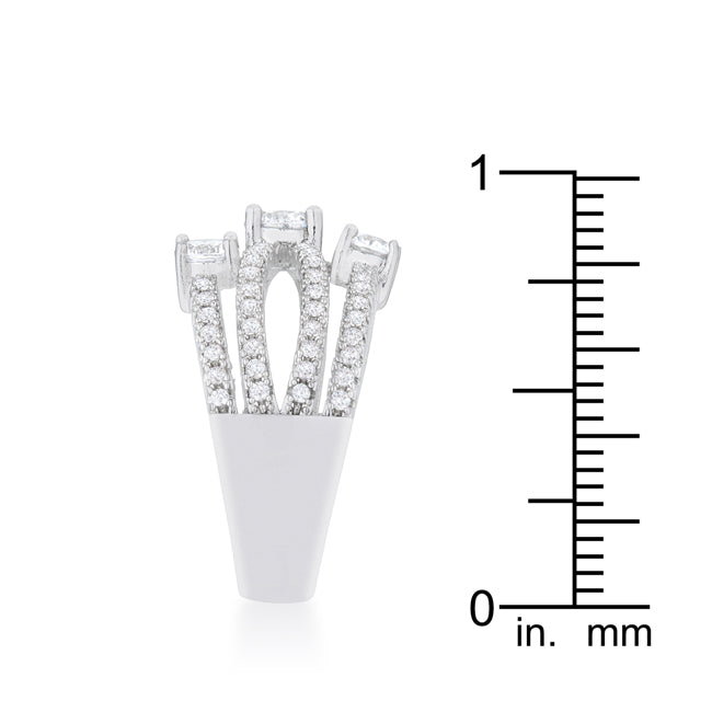 Lovcia Luxe Essence Glamorous 1.8ct CZ Rhodium Cocktail Ring-Rings-5-5