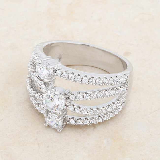 Lovcia Luxe Essence Glamorous 1.8ct CZ Rhodium Cocktail Ring-Rings-5-5