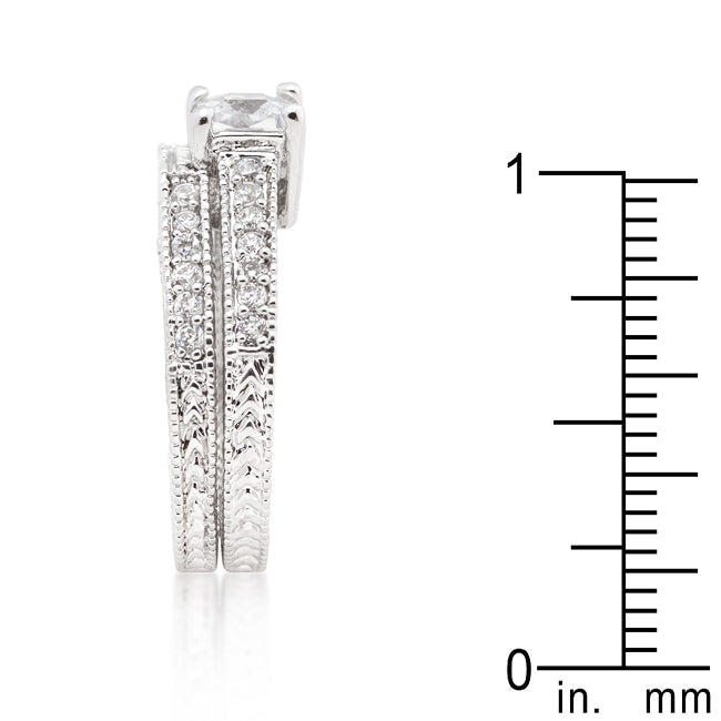 Lovcia Luxe Essence Princess Cut Filigree Engagement Ring Set-Rings-5-5