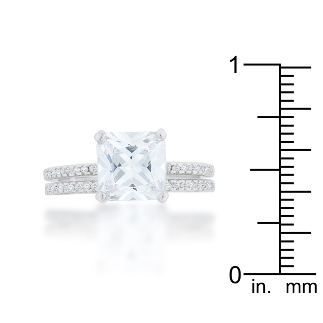 Lovcia Luxe Essence Princess Cut Solitaire Wedding Ring Set-Rings-5-5