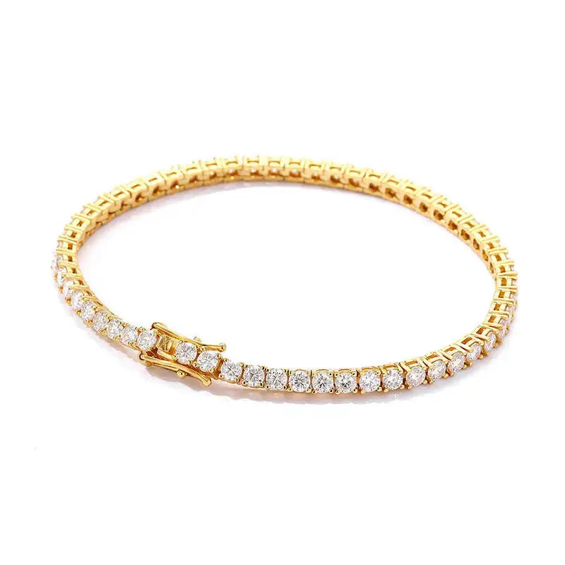 Lovcia Luxe Moissanite Tennis Bracelet - 10 Carat Twinkle, S925 Sterling Silver Bracelet, Elegant Jewellery Gift for Women-Bracelets-Gold-14cm-Gold