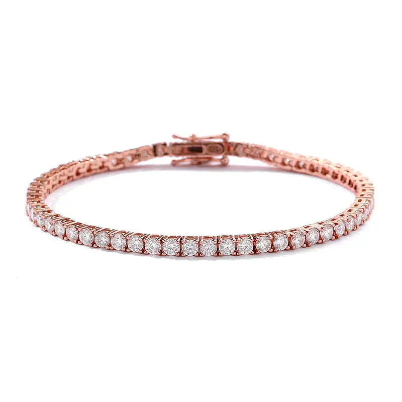Lovcia Luxe Moissanite Tennis Bracelet - 10 Carat Twinkle, S925 Sterling Silver Bracelet, Elegant Jewellery Gift for Women-Bracelets-Rose Gold-14cm-Rose Gold