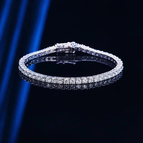 Lovcia Luxe Moissanite Tennis Bracelet - 10 Carat Twinkle, S925 Sterling Silver Bracelet, Elegant Jewellery Gift for Women-Bracelets-Silver-14cm-Silver